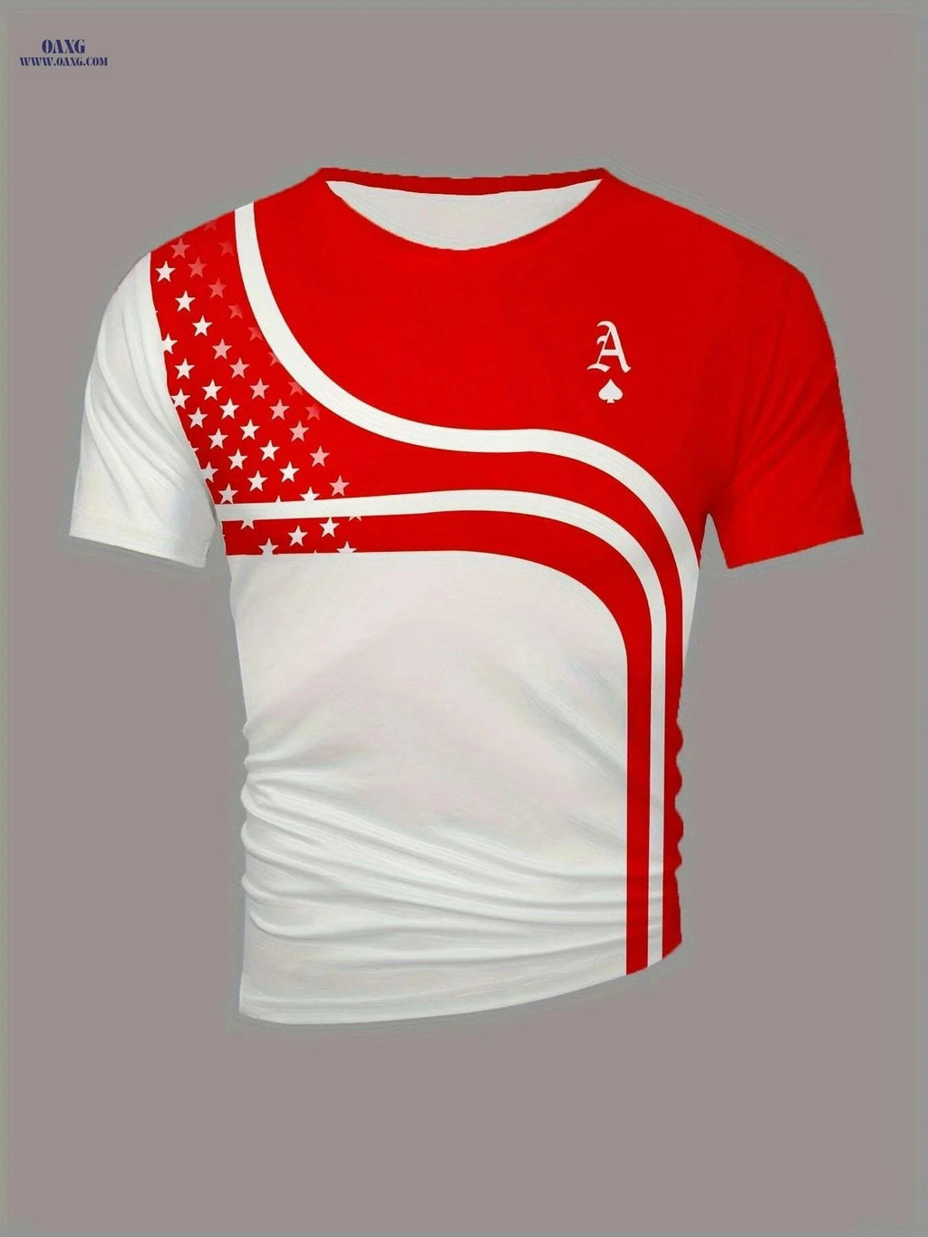 Men's Vintage Poker Graphic Tee - Lightweight Red & White Summer Shirt   OAXG 
