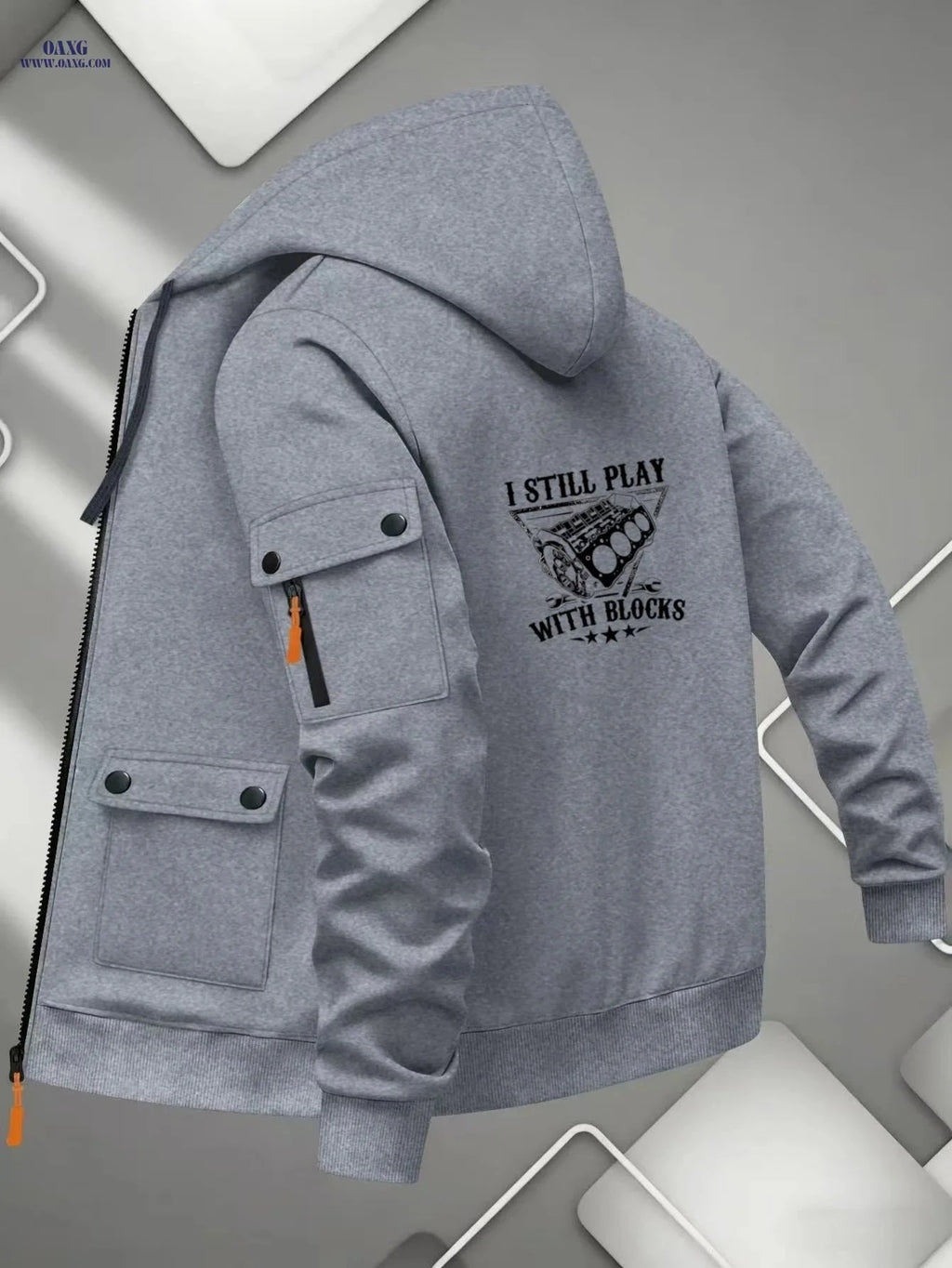 Men's Vintage Streetwear Hoodie Jacket - Long Sleeve Zipper Cardigan   OAXG 