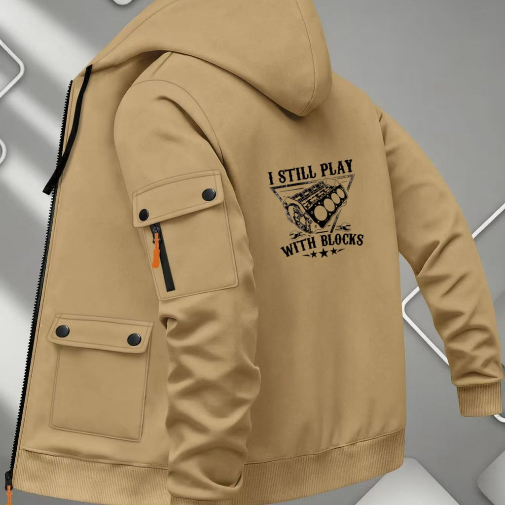 Men's Vintage Streetwear Hoodie Jacket - Long Sleeve Zipper Cardigan   OAXG 