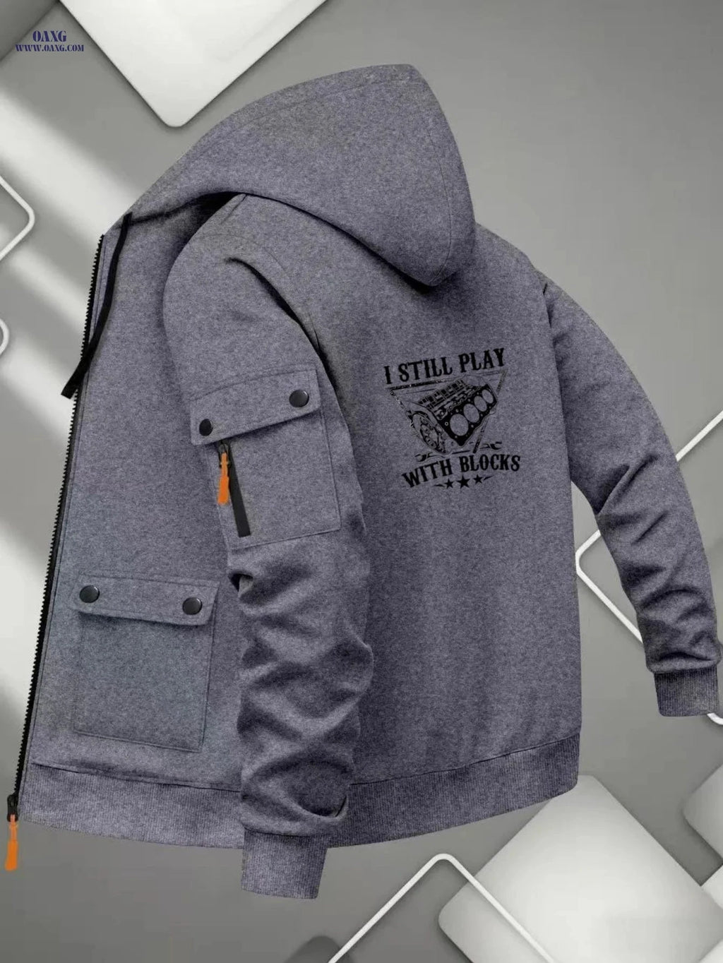 Men's Vintage Streetwear Hoodie Jacket - Long Sleeve Zipper Cardigan   OAXG 
