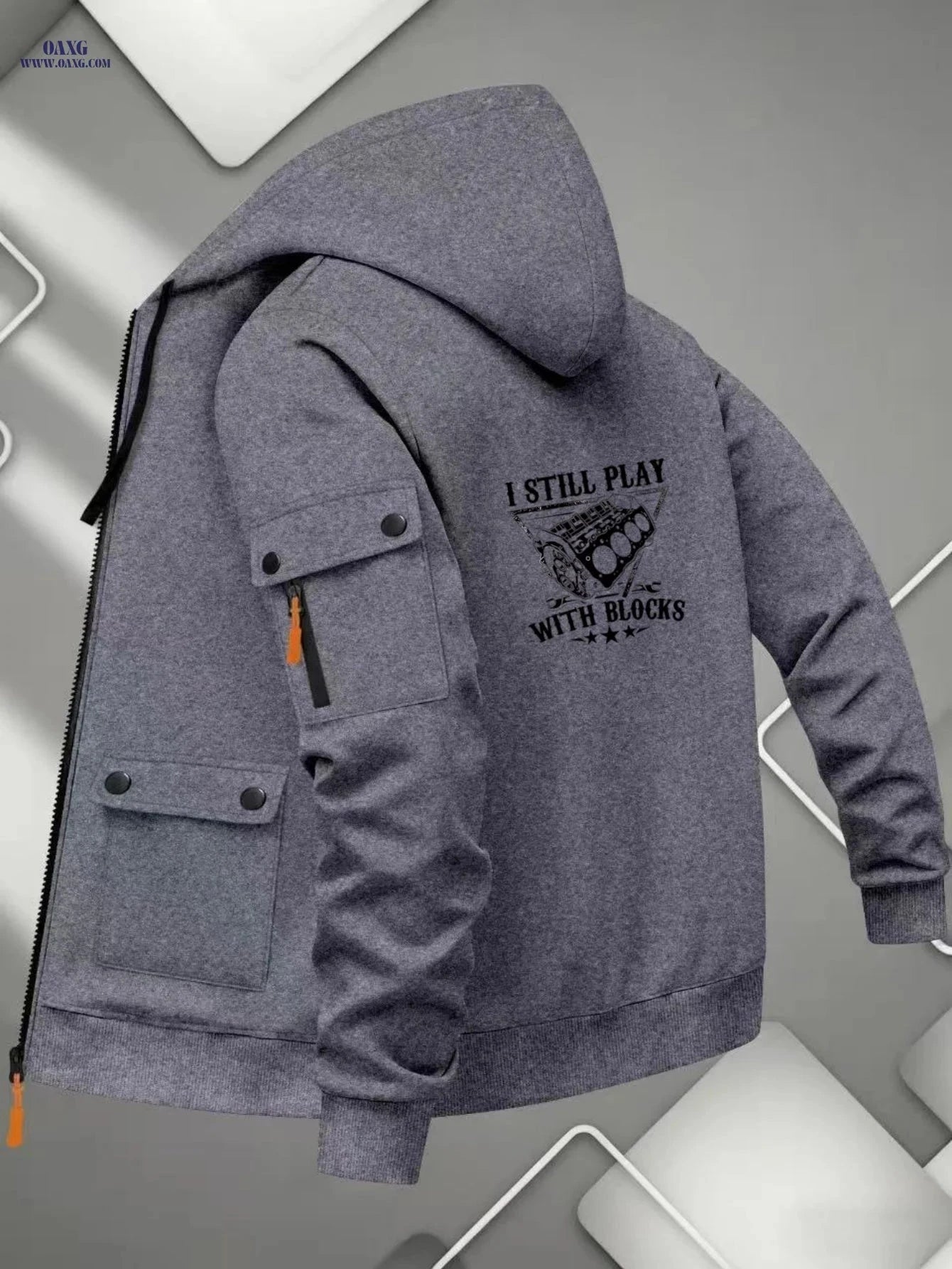 Men's Vintage Streetwear Hoodie Jacket - Long Sleeve Zipper Cardigan   OAXG 
