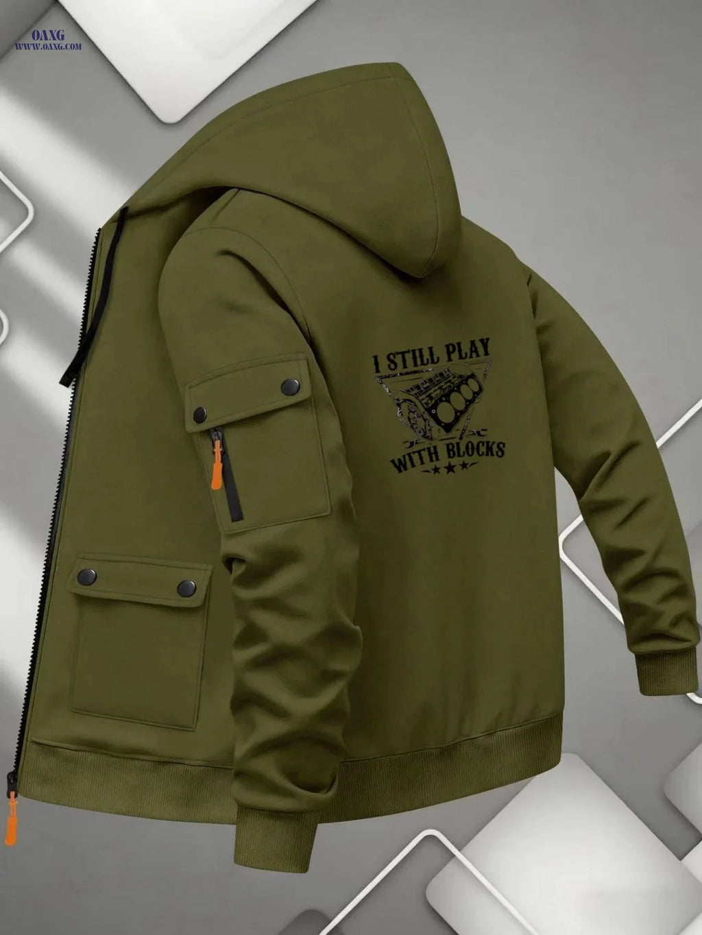 Men's Vintage Streetwear Hoodie Jacket - Long Sleeve Zipper Cardigan   OAXG 