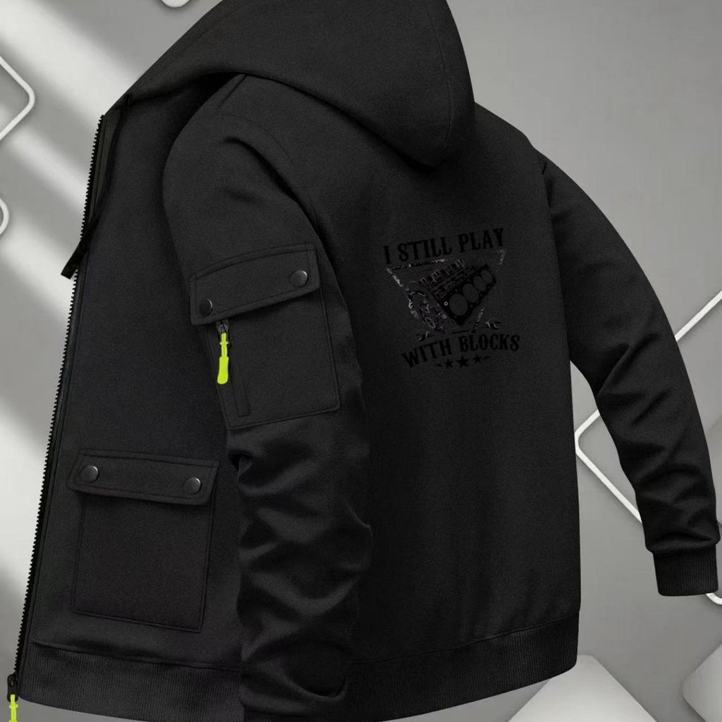 Men's Vintage Streetwear Hoodie Jacket - Long Sleeve Zipper Cardigan   OAXG 