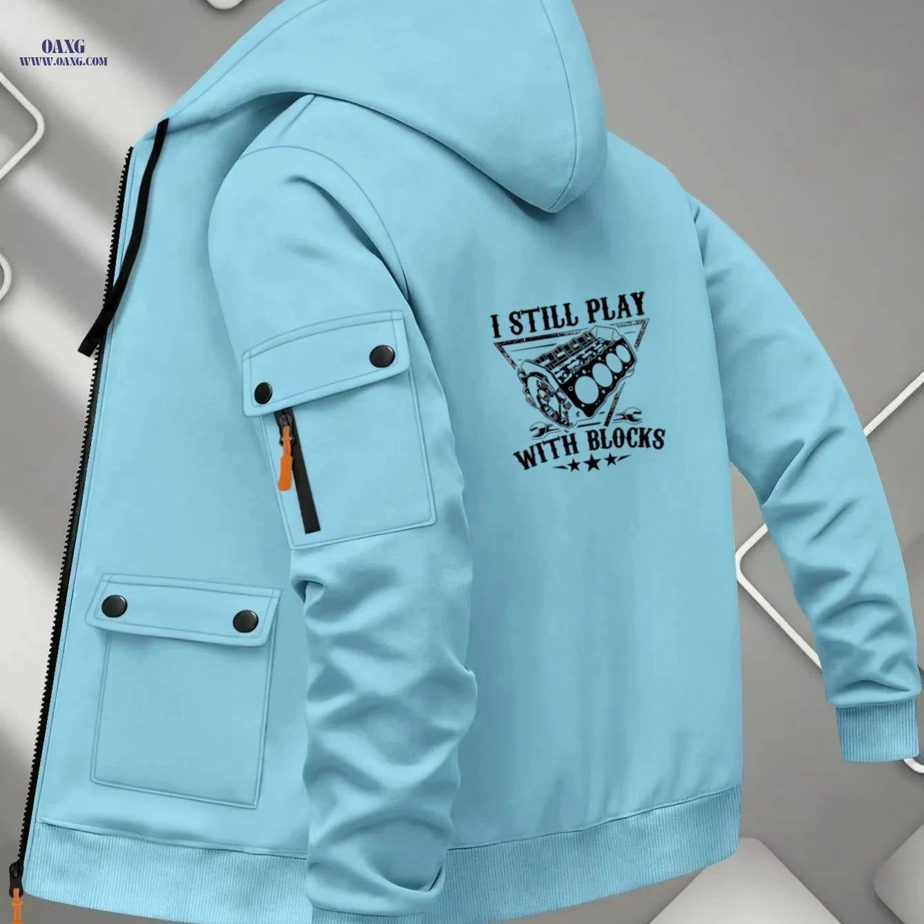 Men's Vintage Streetwear Hoodie Jacket - Long Sleeve Zipper Cardigan   OAXG 