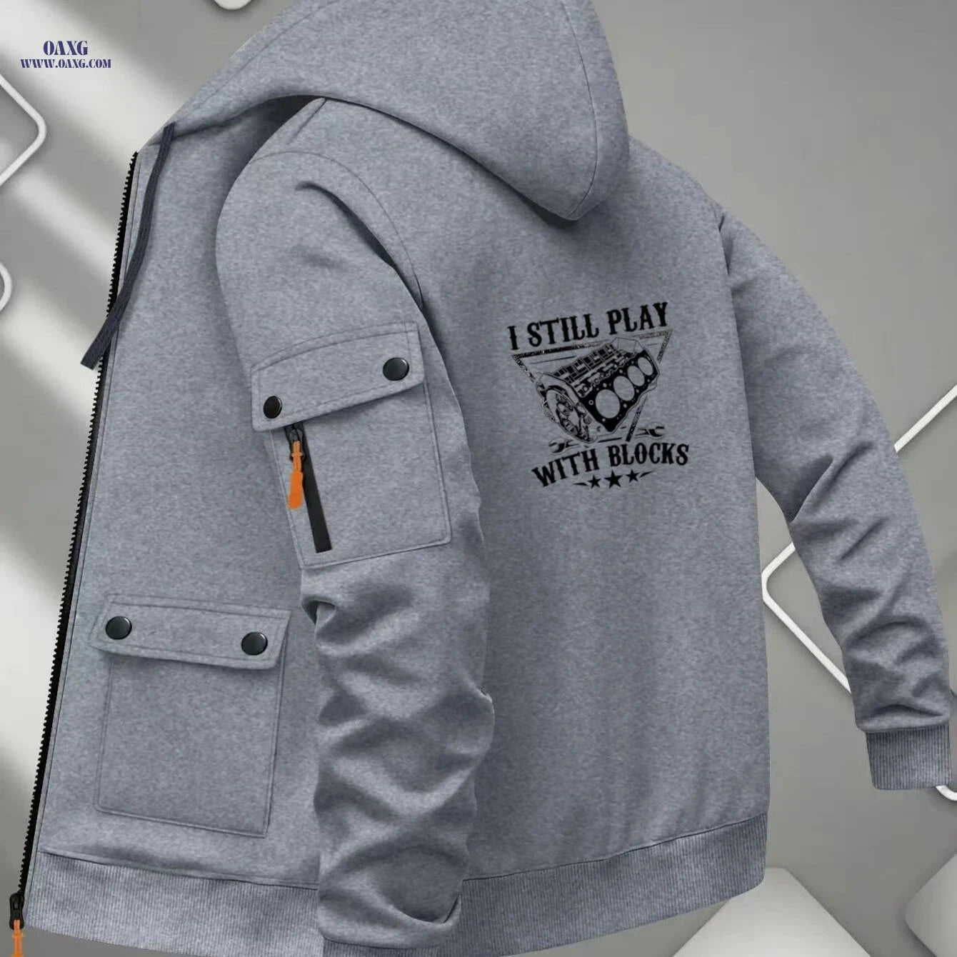 Men's Vintage Streetwear Hoodie Jacket - Long Sleeve Zipper Cardigan   OAXG Army Green / FR S