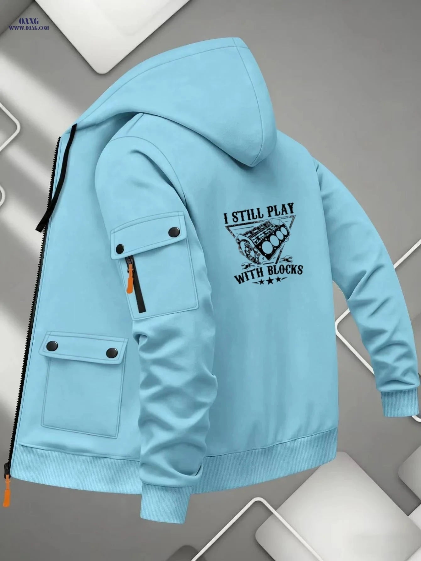 Men's Vintage Streetwear Hoodie Jacket - Long Sleeve Zipper Cardigan   OAXG Army Green / FR S