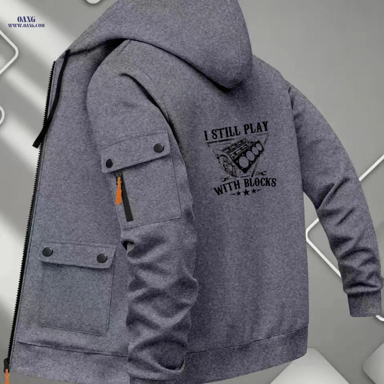 Men's Vintage Streetwear Hoodie Jacket - Long Sleeve Zipper Cardigan   OAXG 