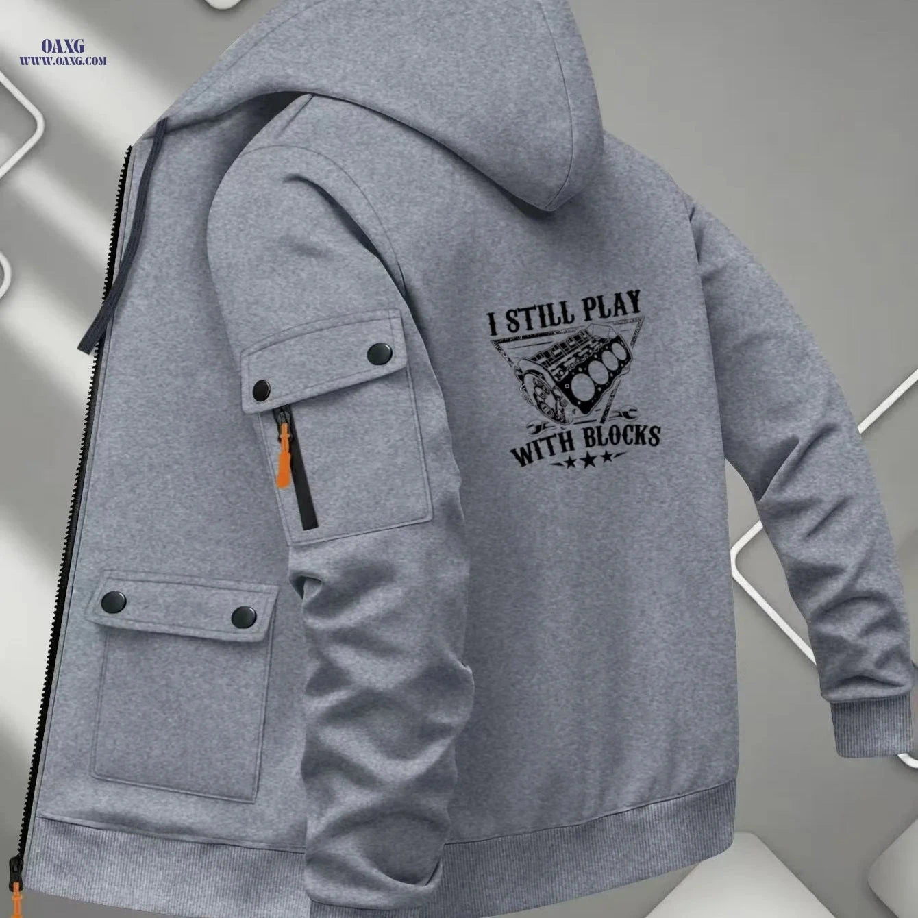 Men's Vintage Streetwear Hoodie Jacket - Long Sleeve Zipper Cardigan   OAXG 