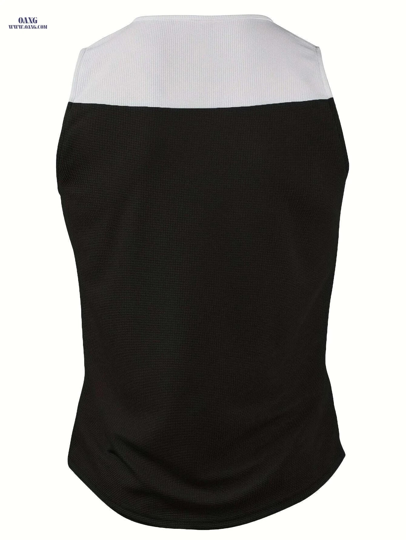 Men's Vintage V-Neck Waffle Texture Tank Top - Casual Stretchy Fit   OAXG White / S