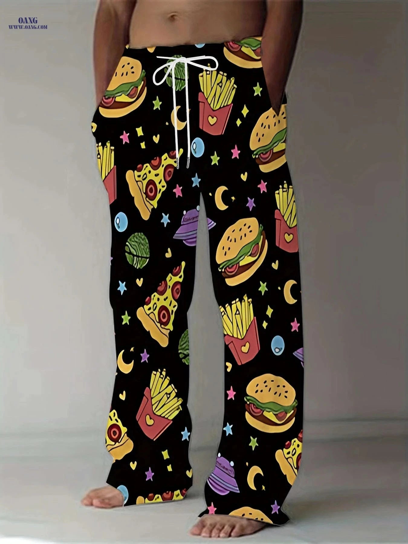 Men's Vintage Wide-Leg Loose-Fit Pants - Casual All Over Print   OAXG 