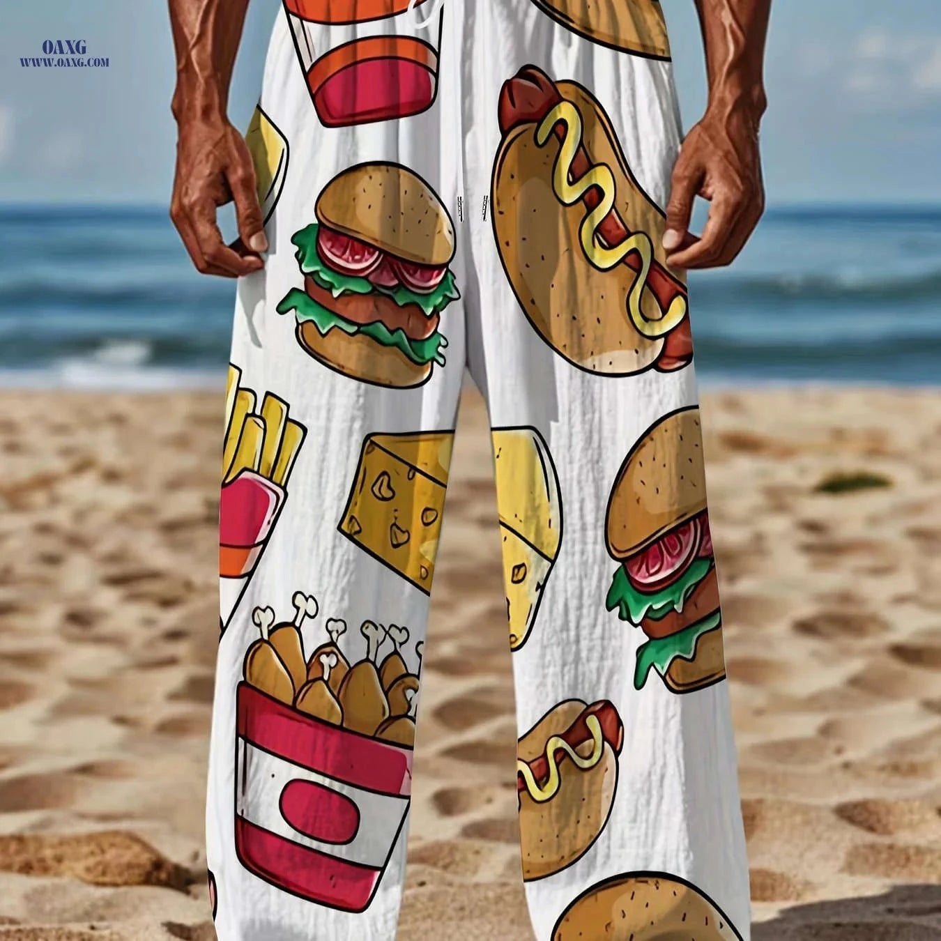 Men's Vintage Wide-Leg Loose-Fit Pants - Casual All Over Print   OAXG Mixed Color / FR M