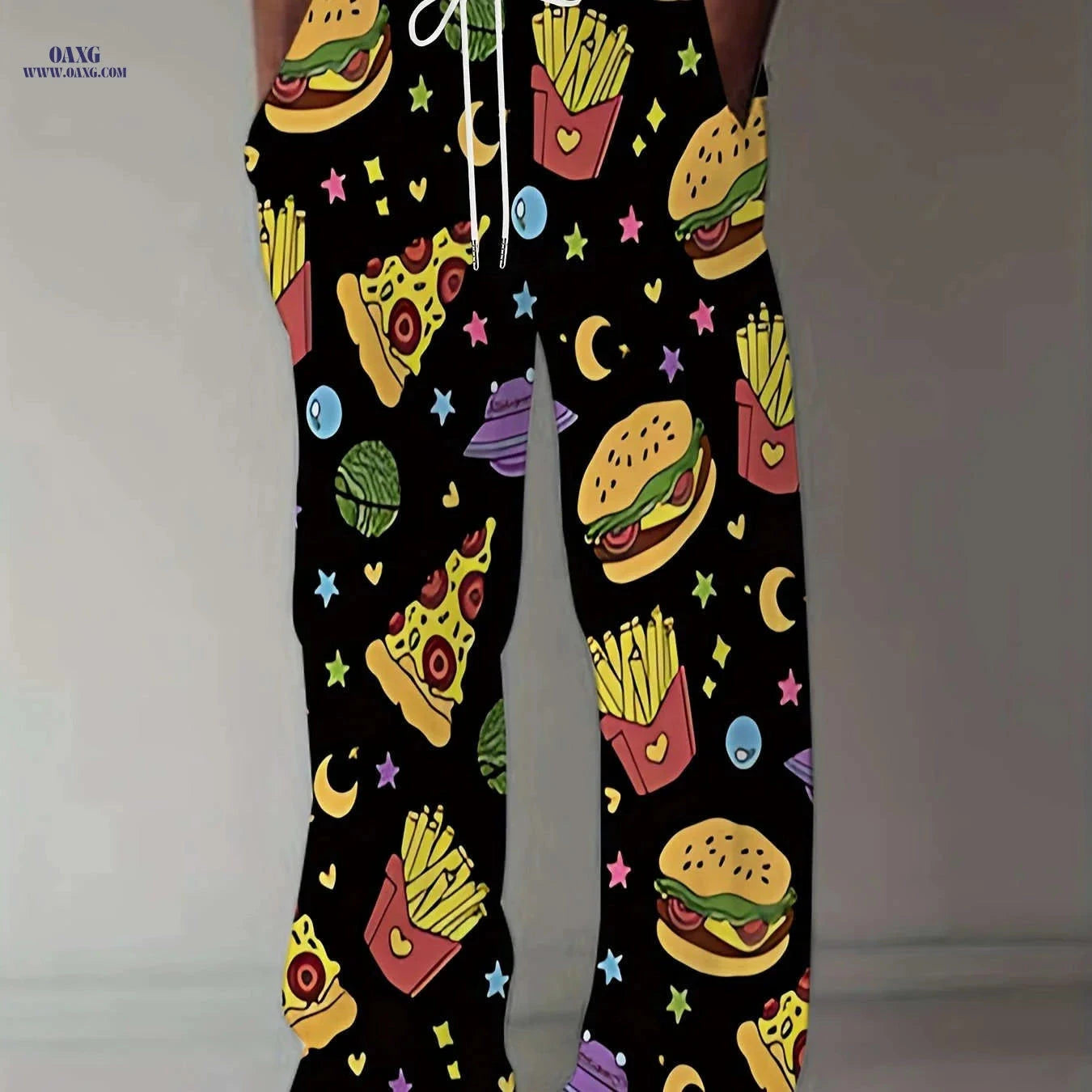 Men's Vintage Wide-Leg Loose-Fit Pants - Casual All Over Print   OAXG Mixed Color / FR M