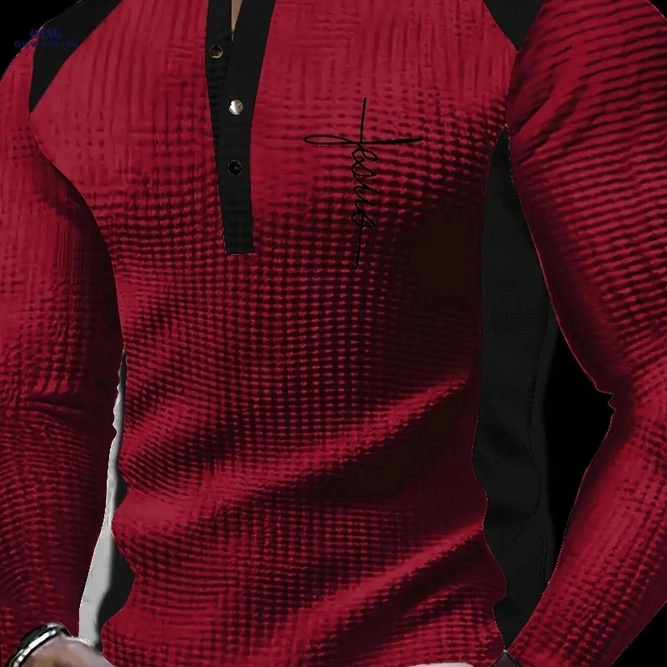 Men's Waffle Henley Shirt - Year-Round Casual Wear with Contrast Trim   OAXG White / S