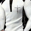 Men's Waffle Henley Shirt - Year-Round Casual Wear with Contrast Trim   OAXG White / S