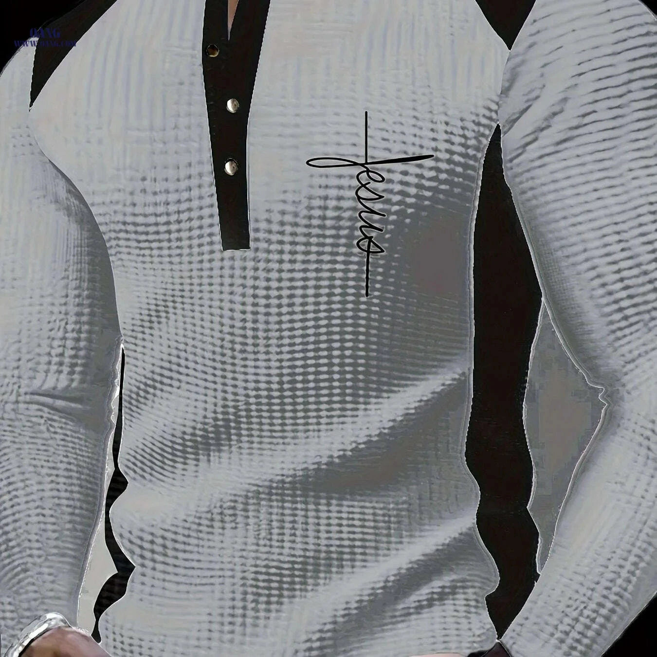 Men's Waffle Henley Shirt - Year-Round Casual Wear with Contrast Trim   OAXG White / S