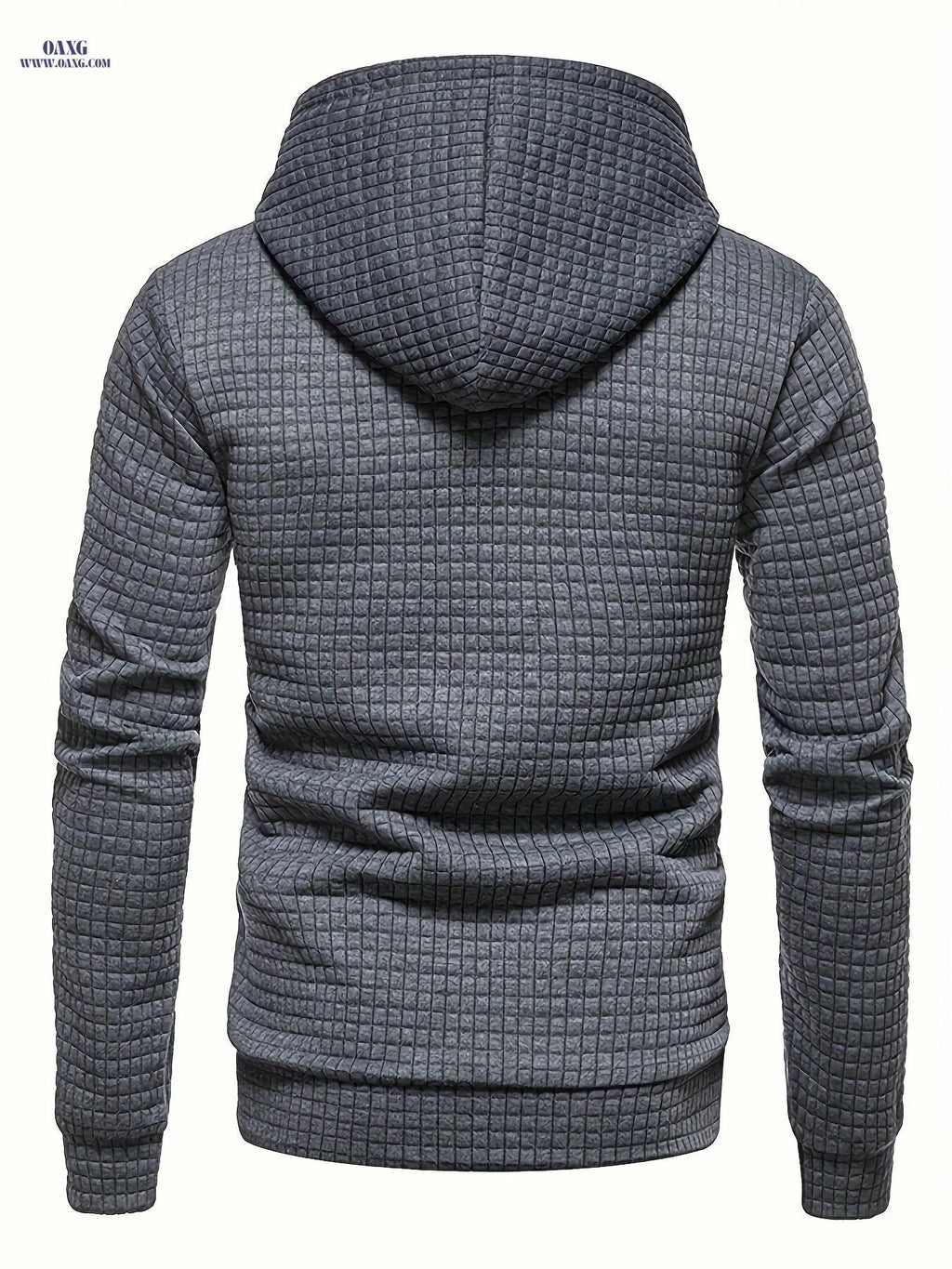 Men's Waffle Knit Hooded Sweatshirt - Casual Long Sleeve Pullover   OAXG 