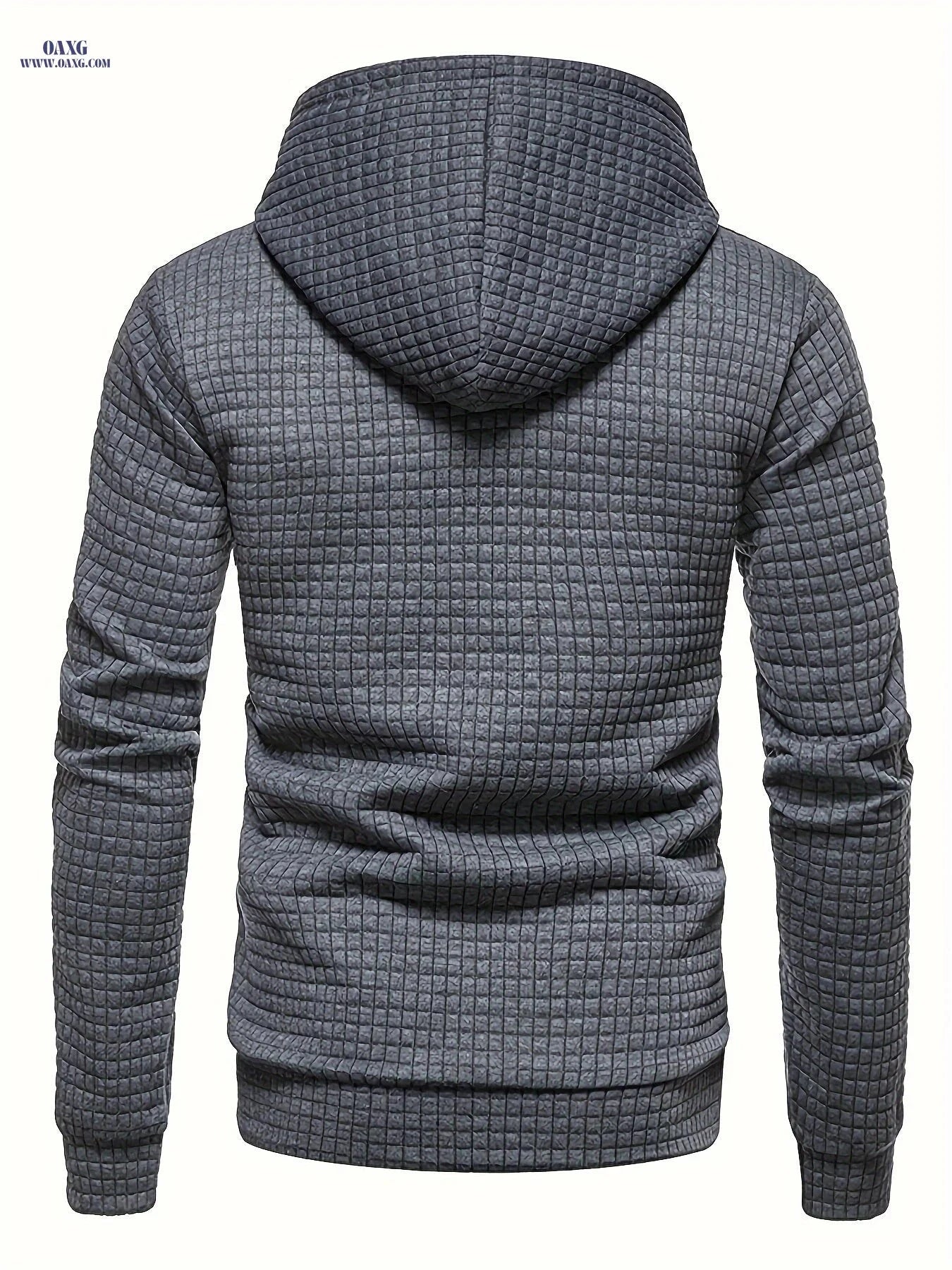 Men's Waffle Knit Hooded Sweatshirt - Casual Long Sleeve Pullover   OAXG 