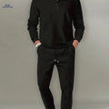 Men's Waffle Pattern 2-Piece Outfit - Casual V-Neck Pullover Set   OAXG 