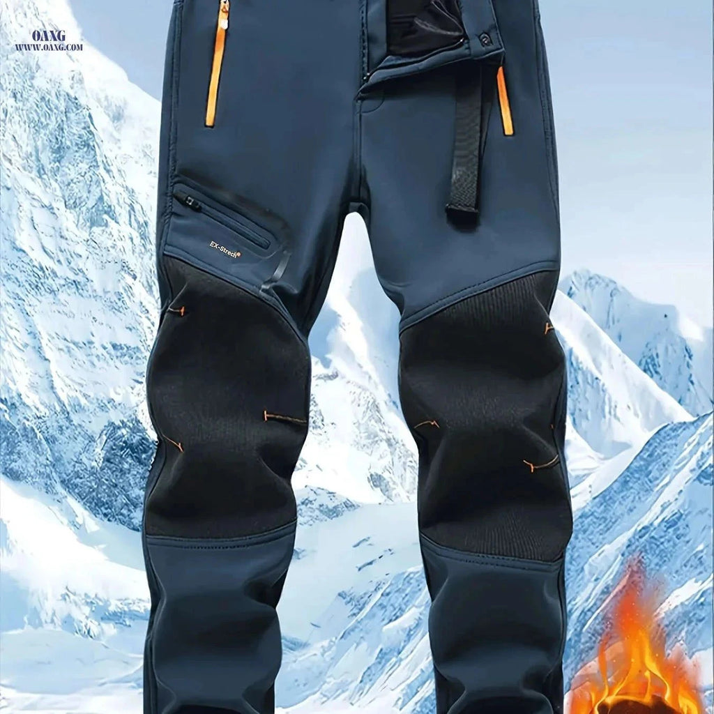 Men's Warm Cargo Pants with Zippered Pockets - Olive Green, Casual Wear   OAXG Navy Blue / FR S