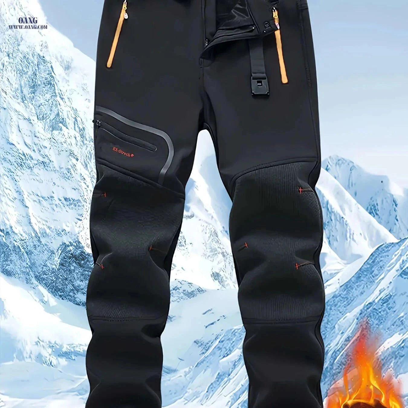 Men's Warm Cargo Pants with Zippered Pockets - Olive Green, Casual Wear   OAXG Navy Blue / FR S