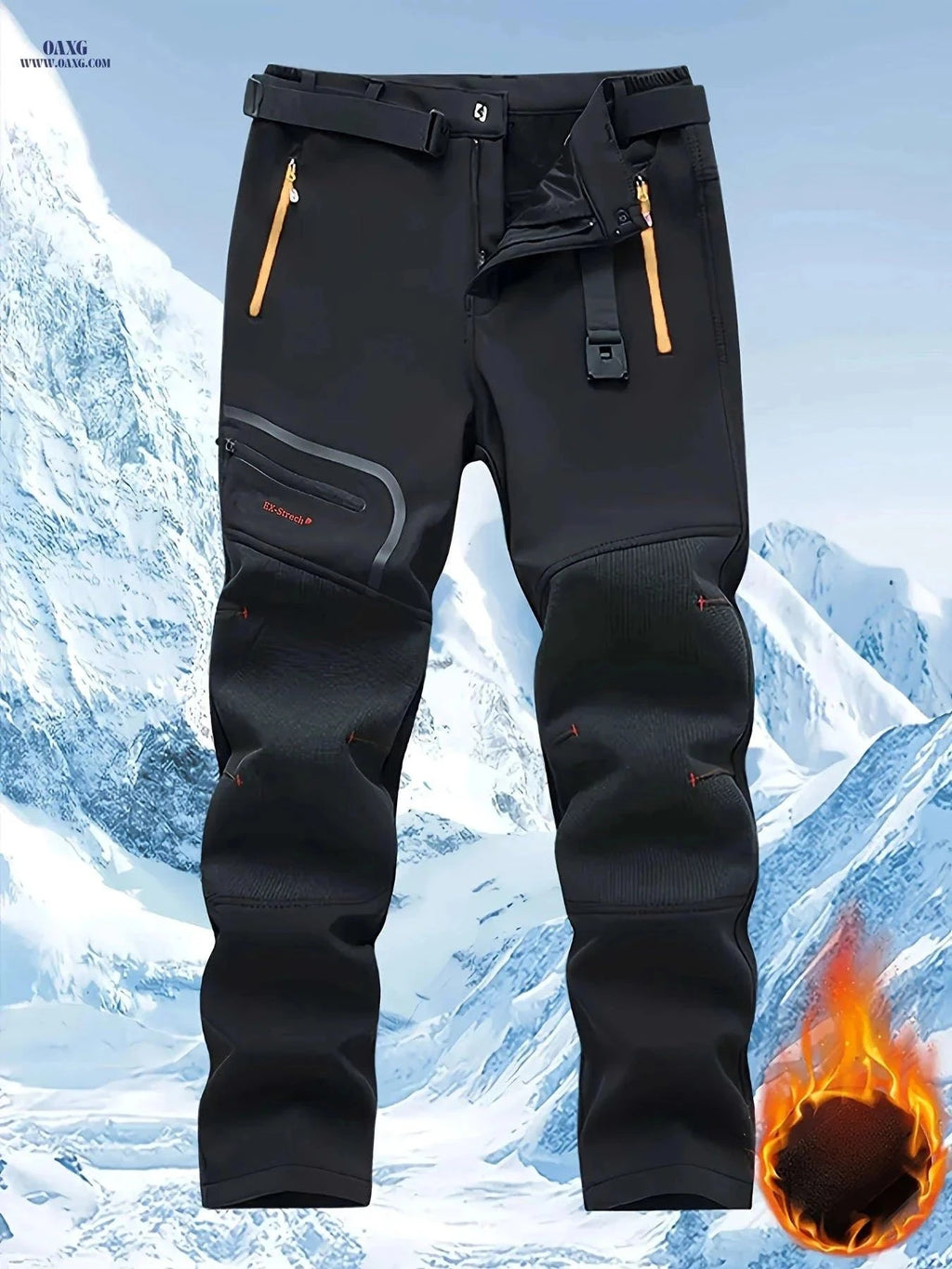 Men's Warm Cargo Pants with Zippered Pockets - Olive Green, Casual Wear   OAXG Navy Blue / FR S