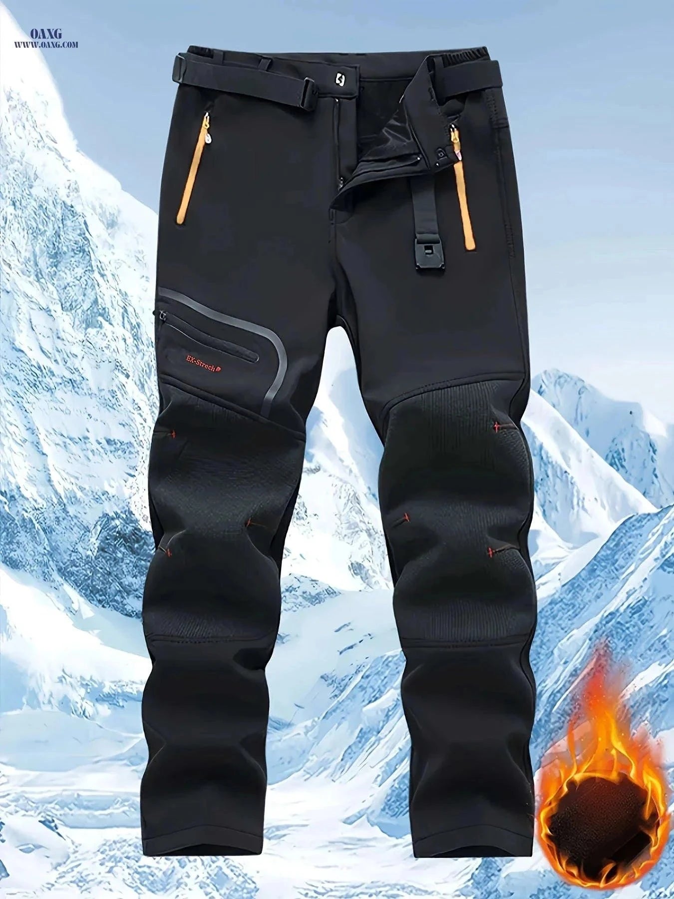 Men's Warm Cargo Pants with Zippered Pockets - Olive Green, Casual Wear   OAXG Navy Blue / FR S