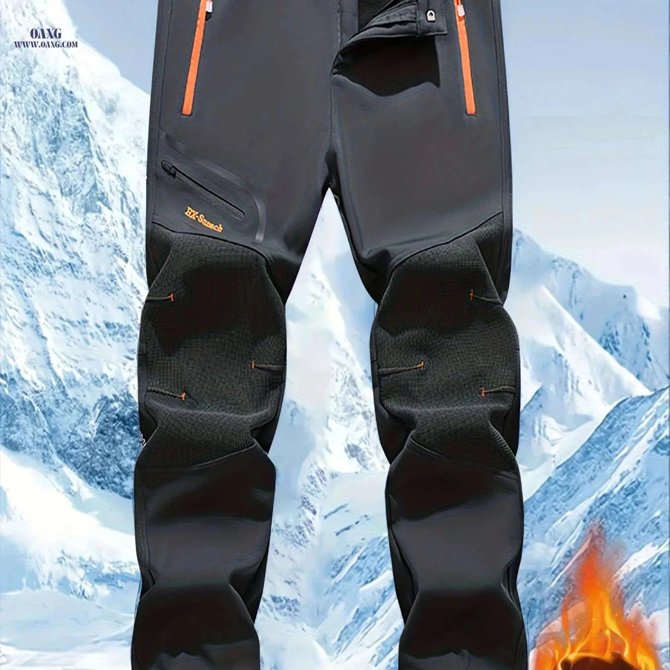 Men's Warm Cargo Pants with Zippered Pockets - Olive Green, Casual Wear   OAXG Navy Blue / FR S