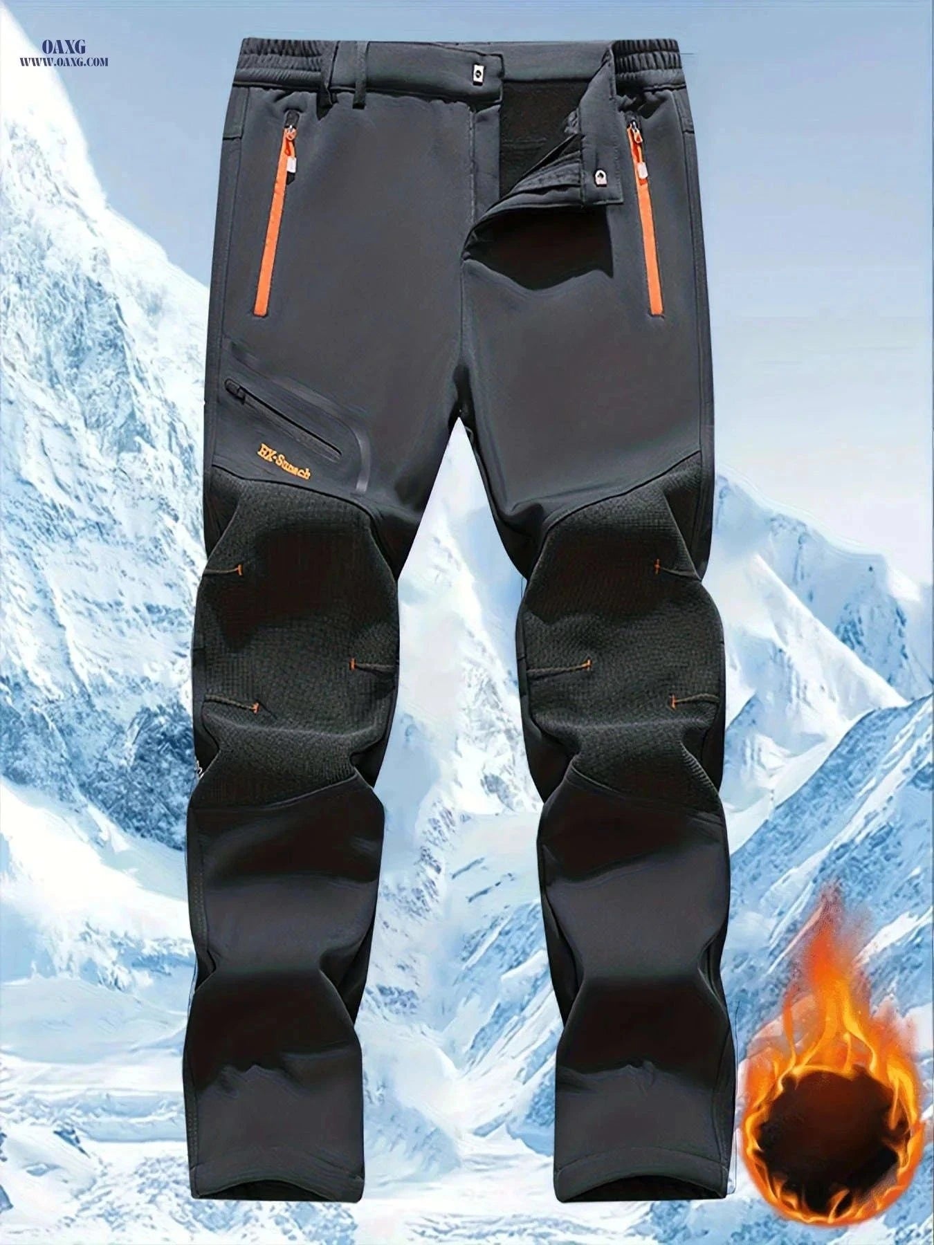 Men's Warm Cargo Pants with Zippered Pockets - Olive Green, Casual Wear   OAXG Navy Blue / FR S