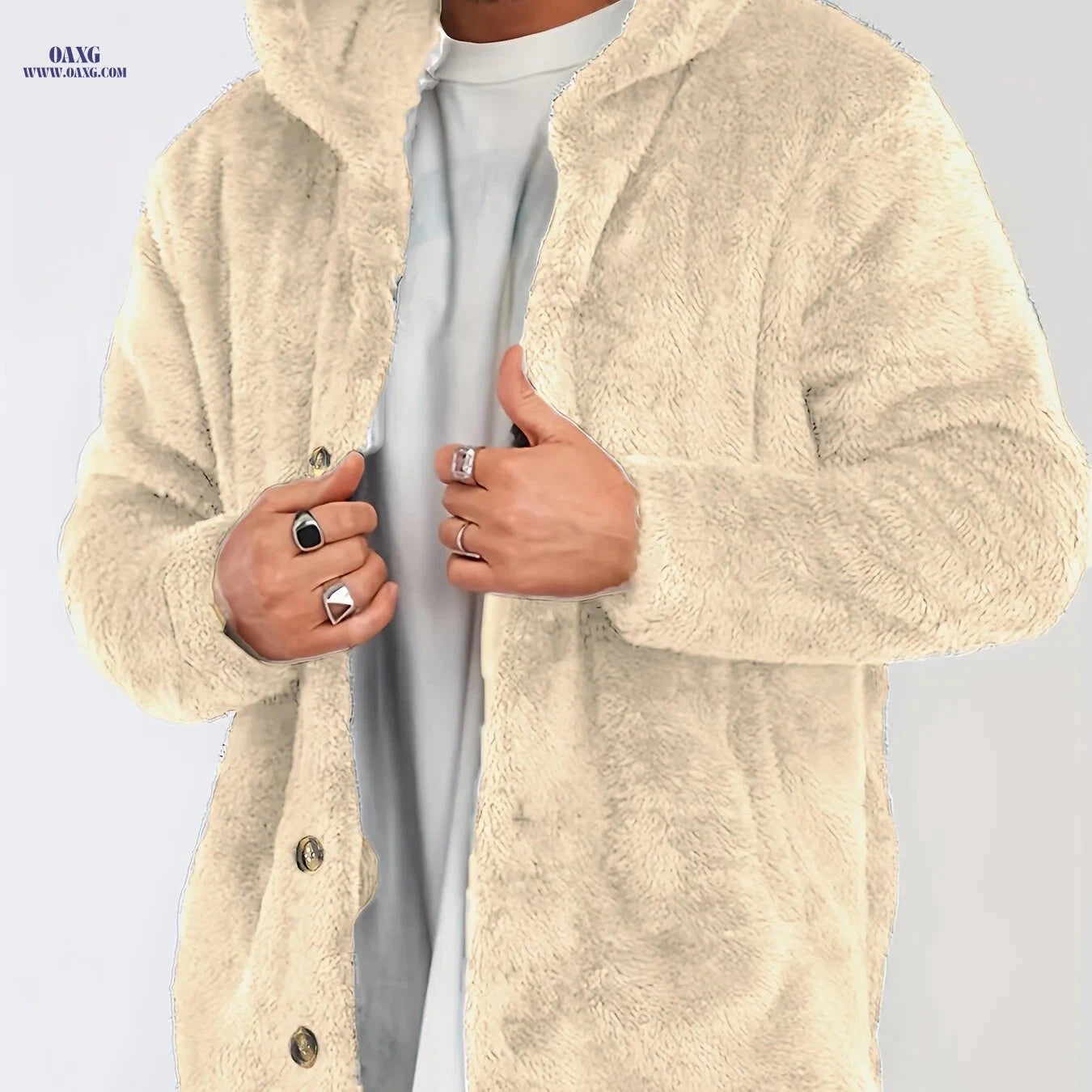 Men's Warm Flannel Hooded Cardigan - Casual Knit Coat for Winter   OAXG Black / FR S