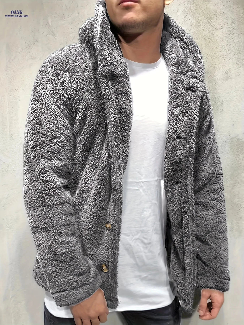 Men's Warm Flannel Hooded Cardigan - Casual Knit Coat for Winter   OAXG Black / FR S