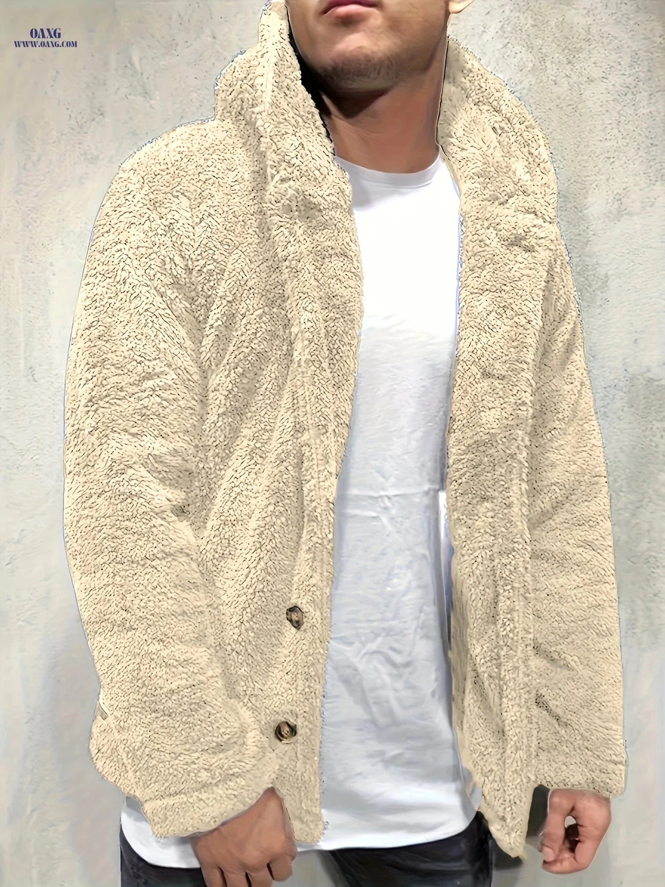 Men's Warm Flannel Hooded Cardigan - Casual Knit Coat for Winter   OAXG Black / FR S