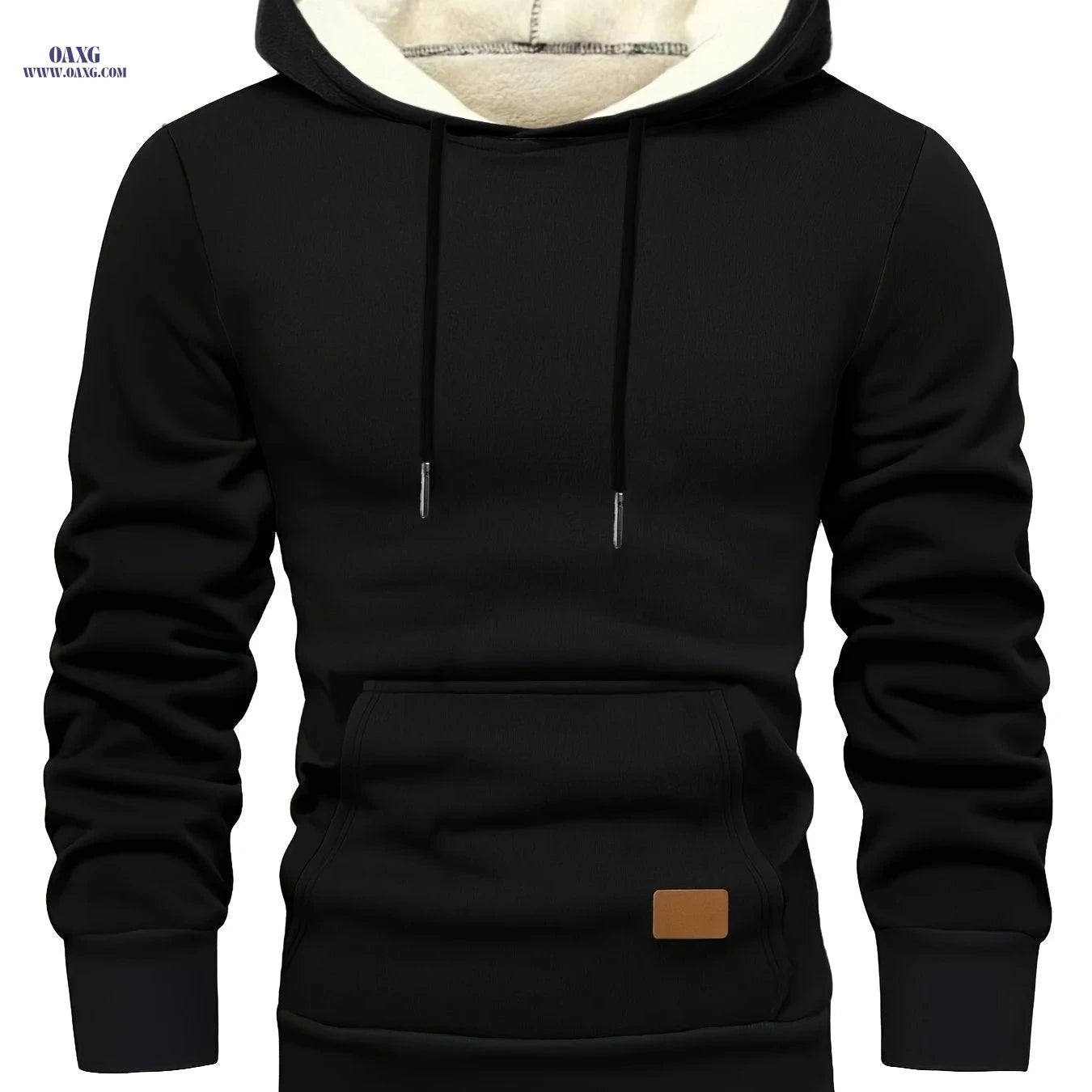 Men's Warm Fleece Pullover Hoodie - Comfortable, Casual, Winter Style   OAXG Black / FR S
