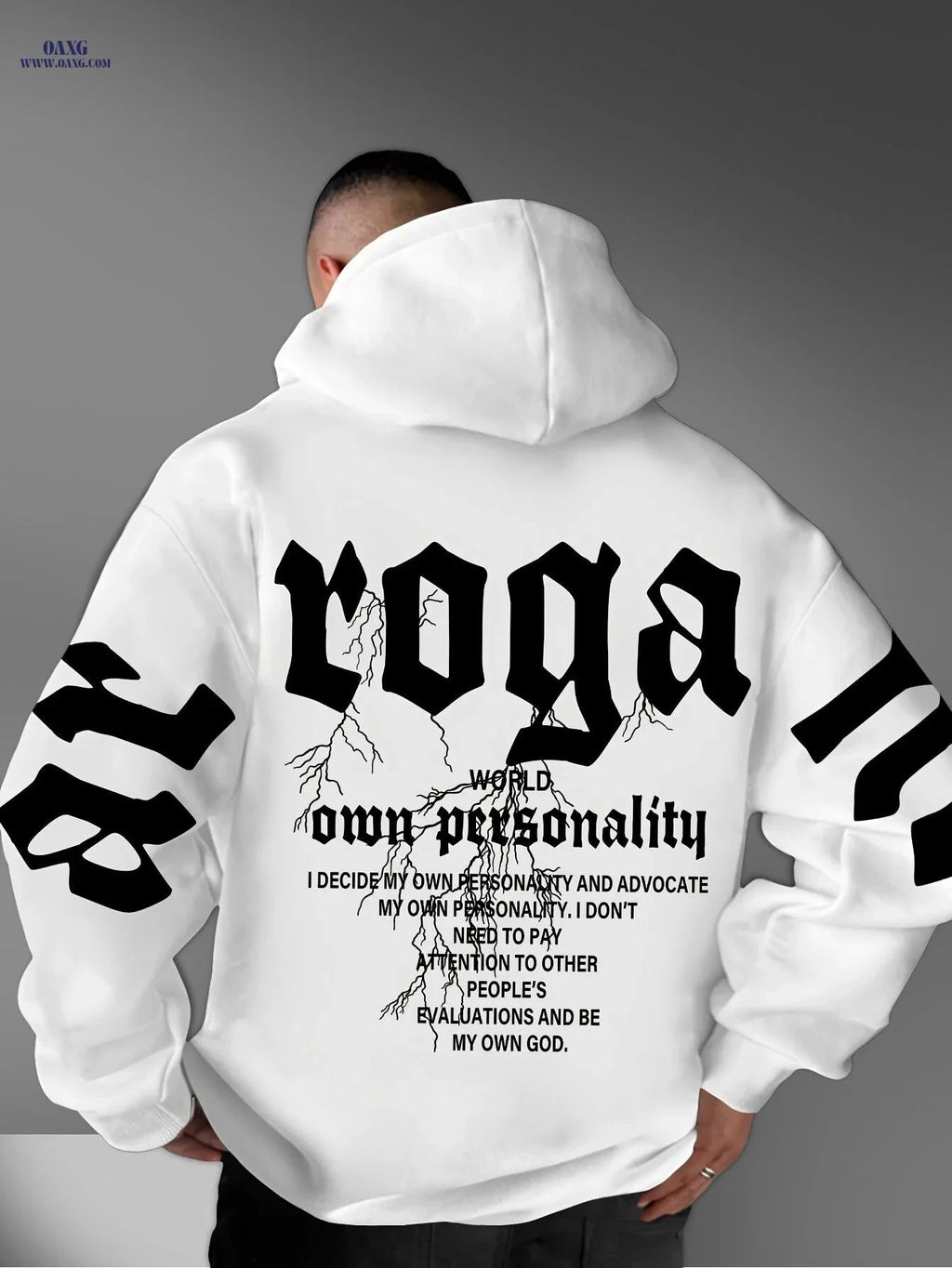 Men's Warm Hooded Sweatshirt - Letter Print, Casual Style for Fall   OAXG Black / FR S