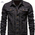 Men's Washed Denim Jacket - Casual Loose Fit, Machine Washable   OAXG Black / FR XS