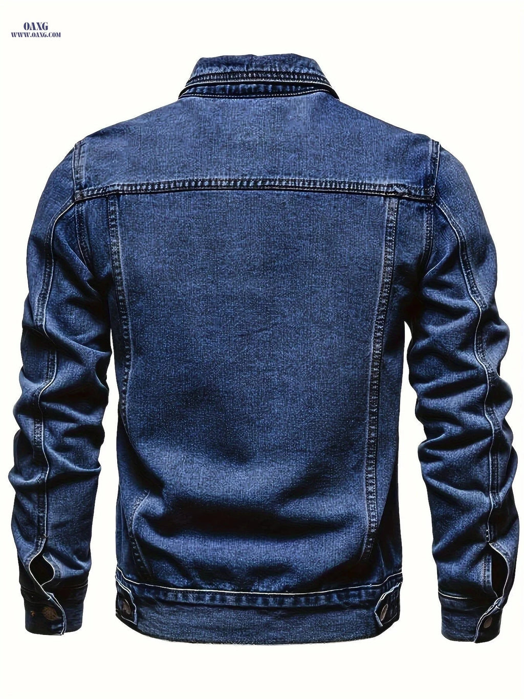 Men's Washed Denim Jacket - Casual Loose Fit, Machine Washable   OAXG Black / FR XS