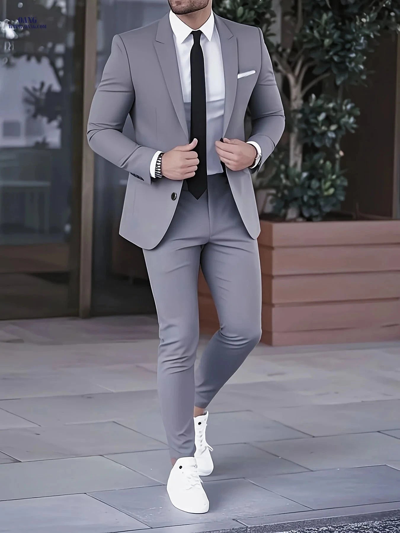 Men's Wedding Party Two-Piece Suit - Jacket & Trousers Set   OAXG Grey / FR XXXL