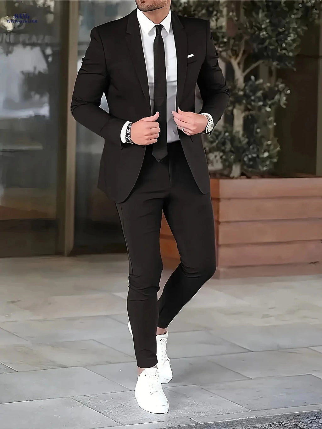 Men's Wedding Suit Set - Beige Collar Notch Jacket & Pants   OAXG 