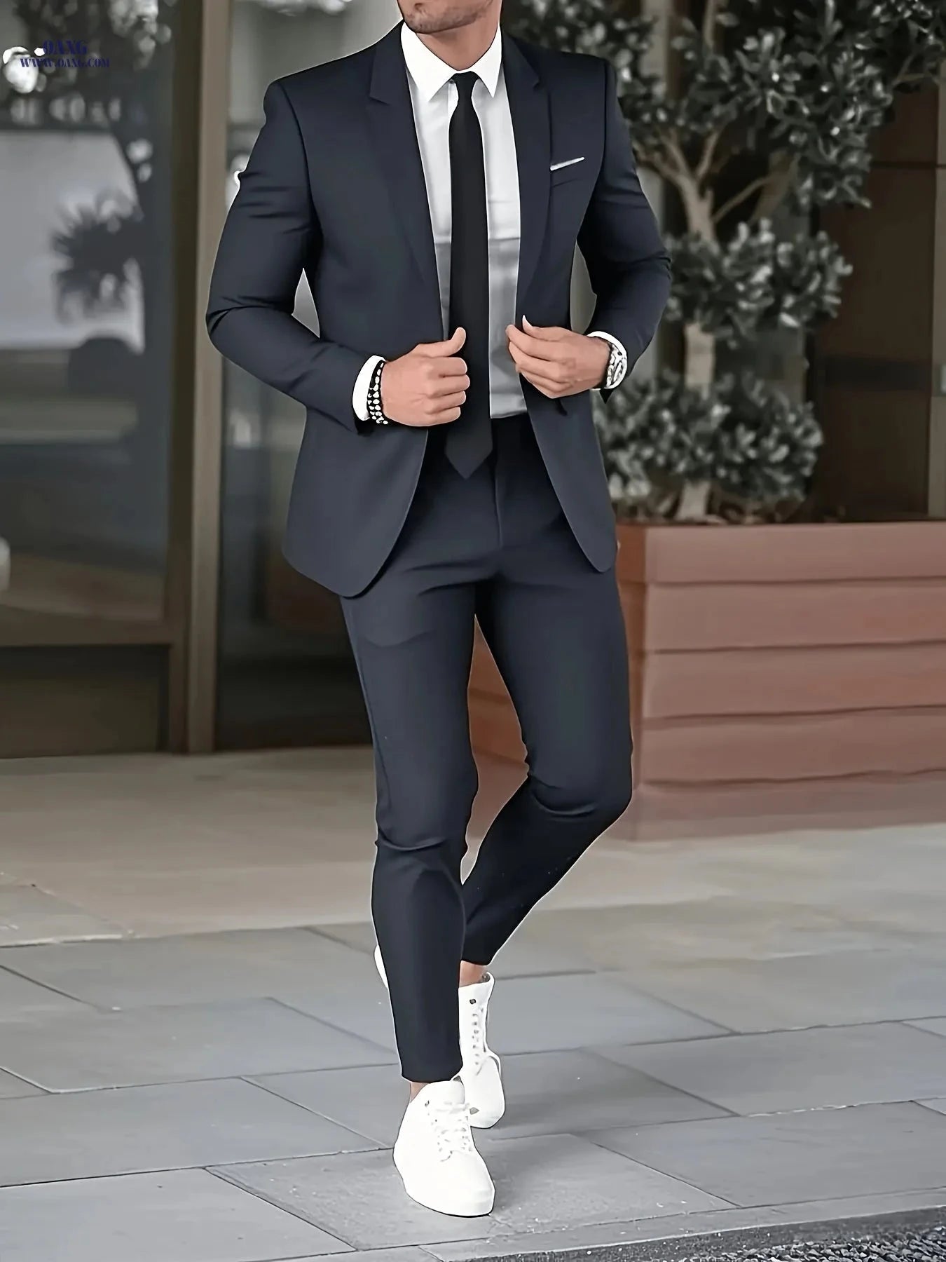 Men's Wedding Suit Set - Beige Collar Notch Jacket & Pants   OAXG 
