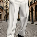 Men's White Casual Trousers - Elastic Drawstring & Belt Loops   OAXG White / M