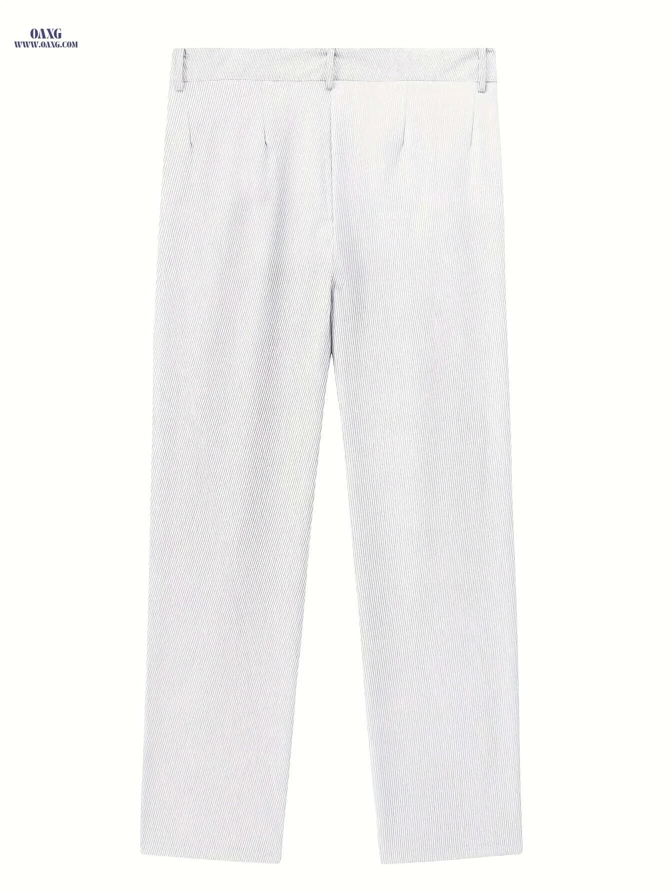 Men's White Dress Pants - Classic Drawstring Trousers for All Seasons   OAXG White / M