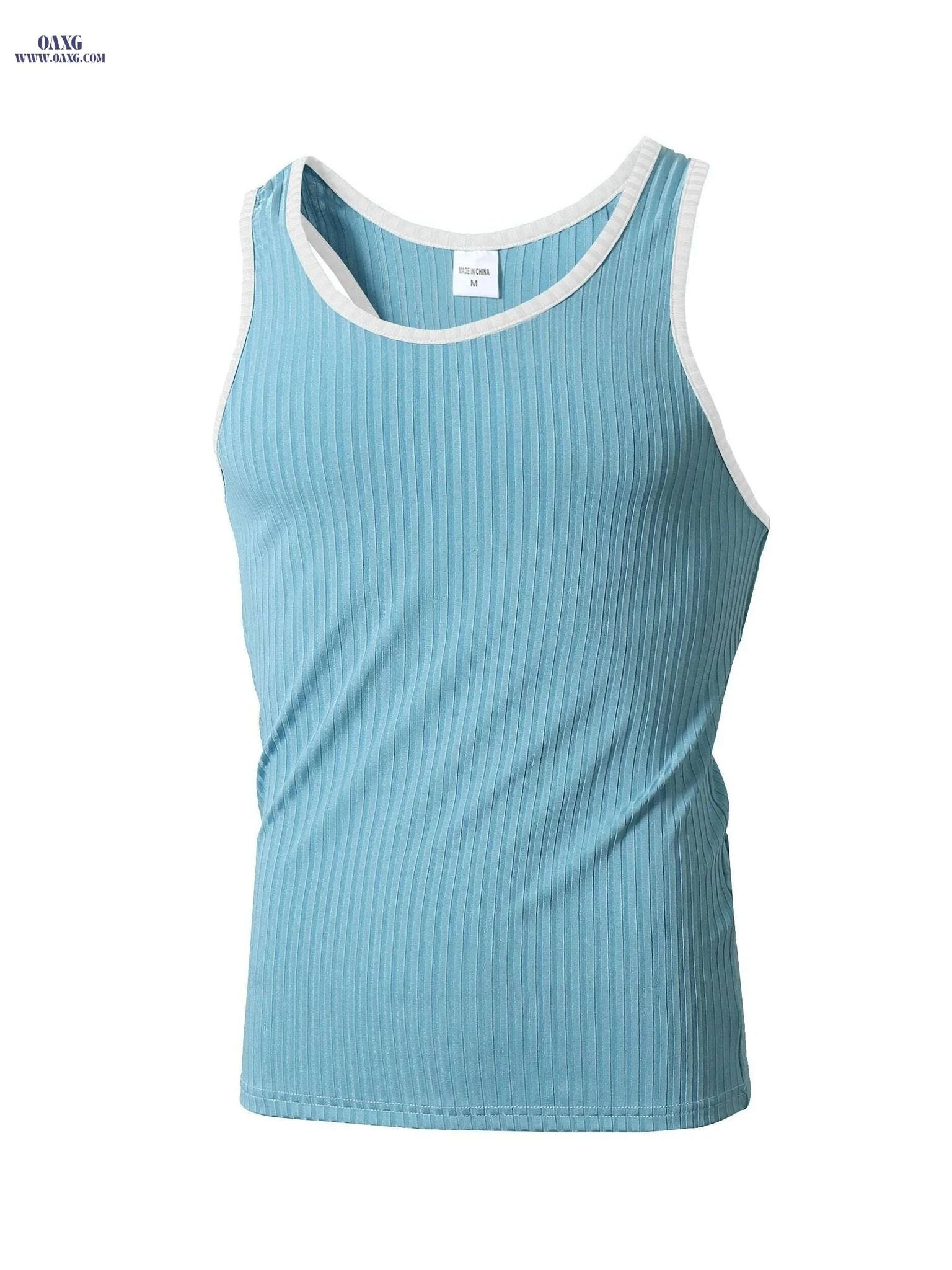 Men's White Tank Top - Black Stripes, Soft for Summer Sports   OAXG White / S