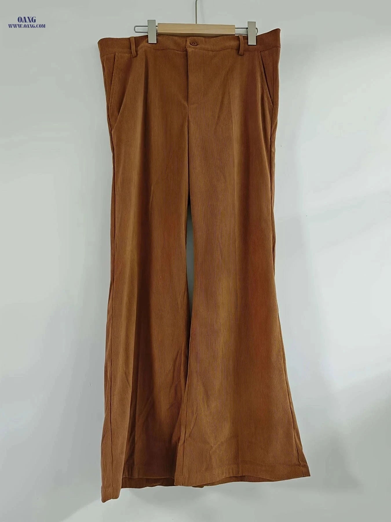 Men's Wide-Leg Casual Pants - Solid Color, Regular Fit, Polyester   OAXG 