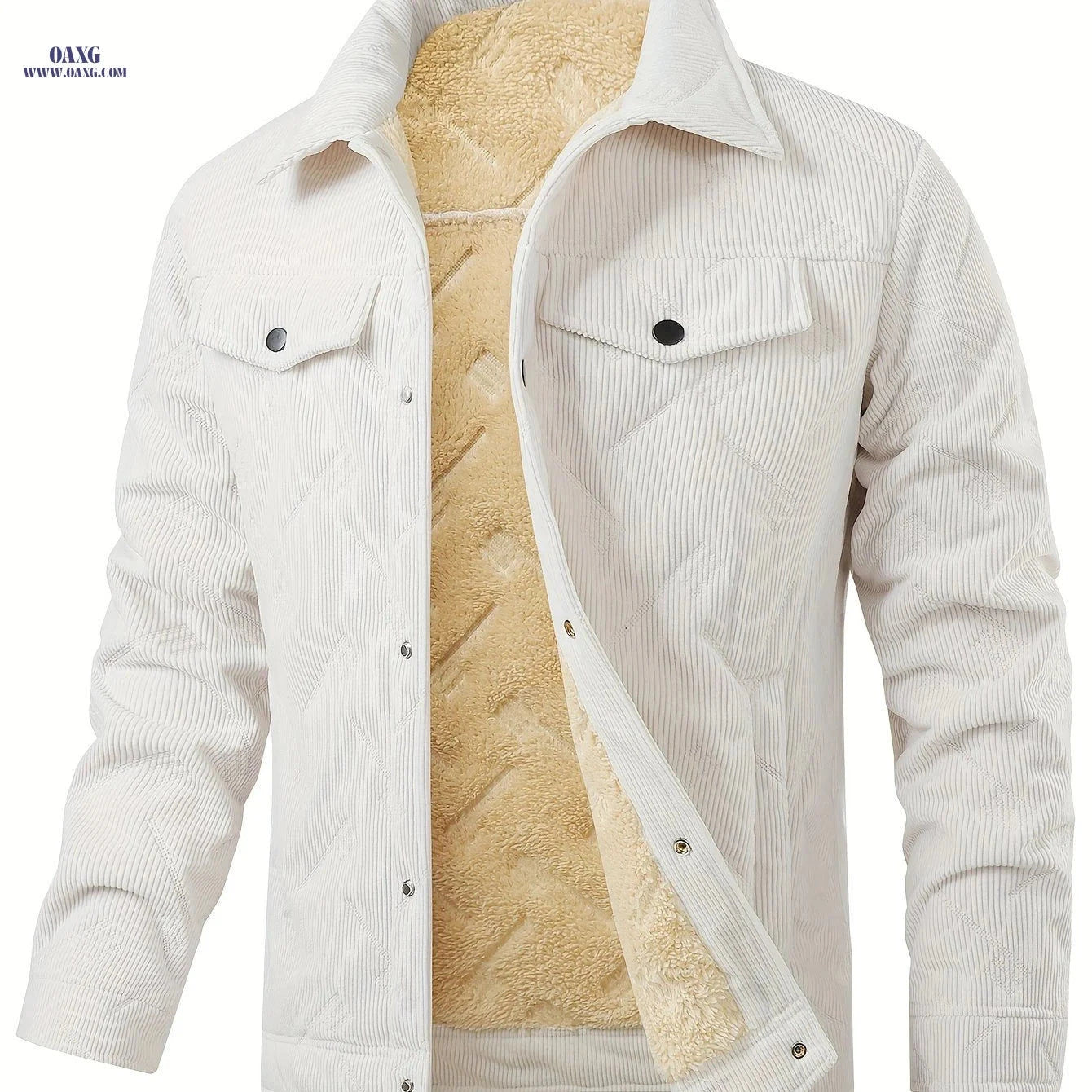 Men's Winter Corduroy Padded Coat - Vintage Style, Double Pockets   OAXG 