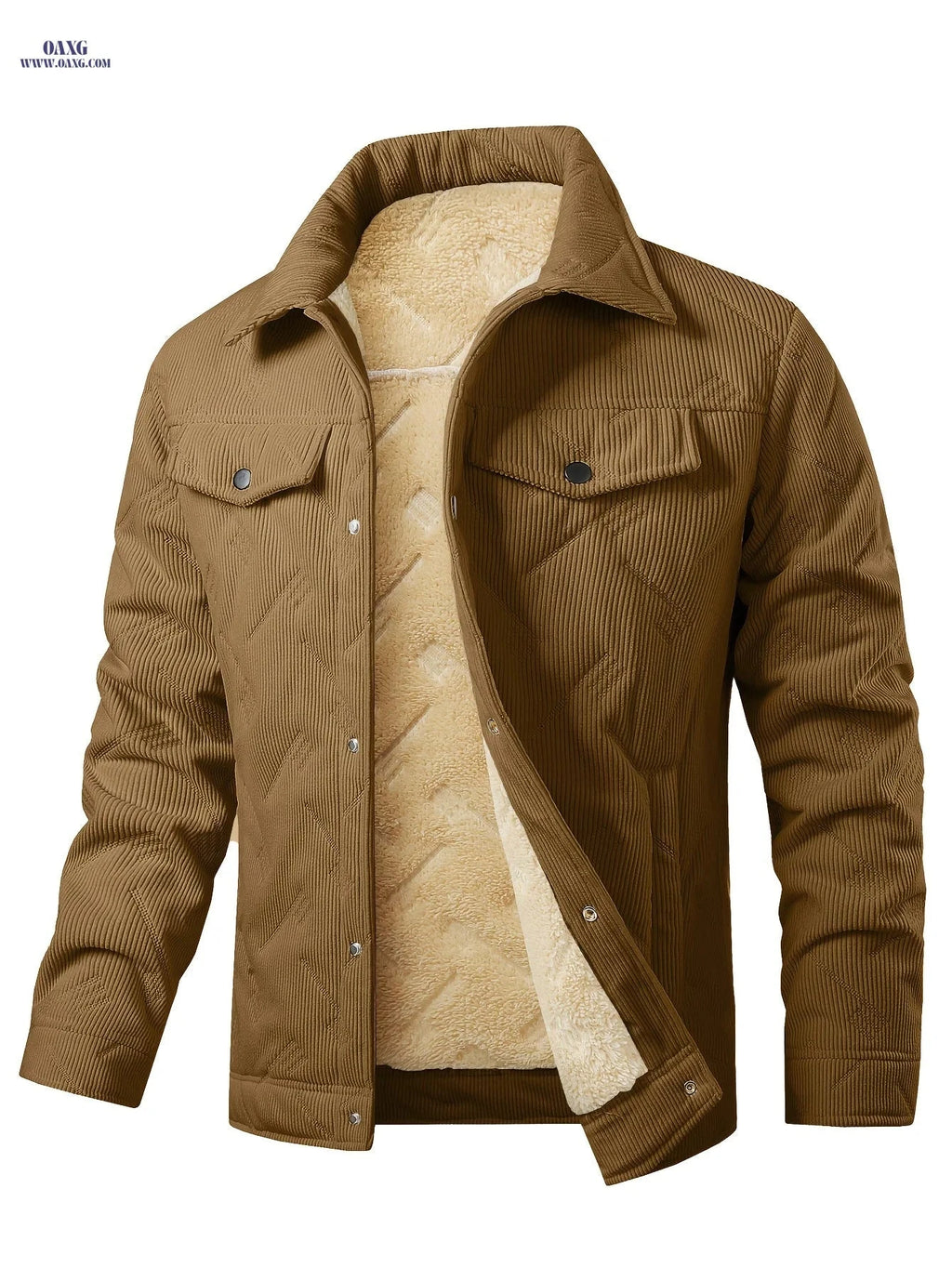 Men's Winter Corduroy Padded Coat - Vintage Style, Double Pockets   OAXG 