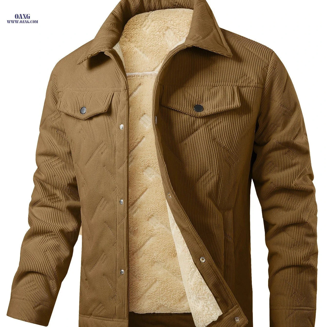 Men's Winter Corduroy Padded Coat - Vintage Style, Double Pockets   OAXG 