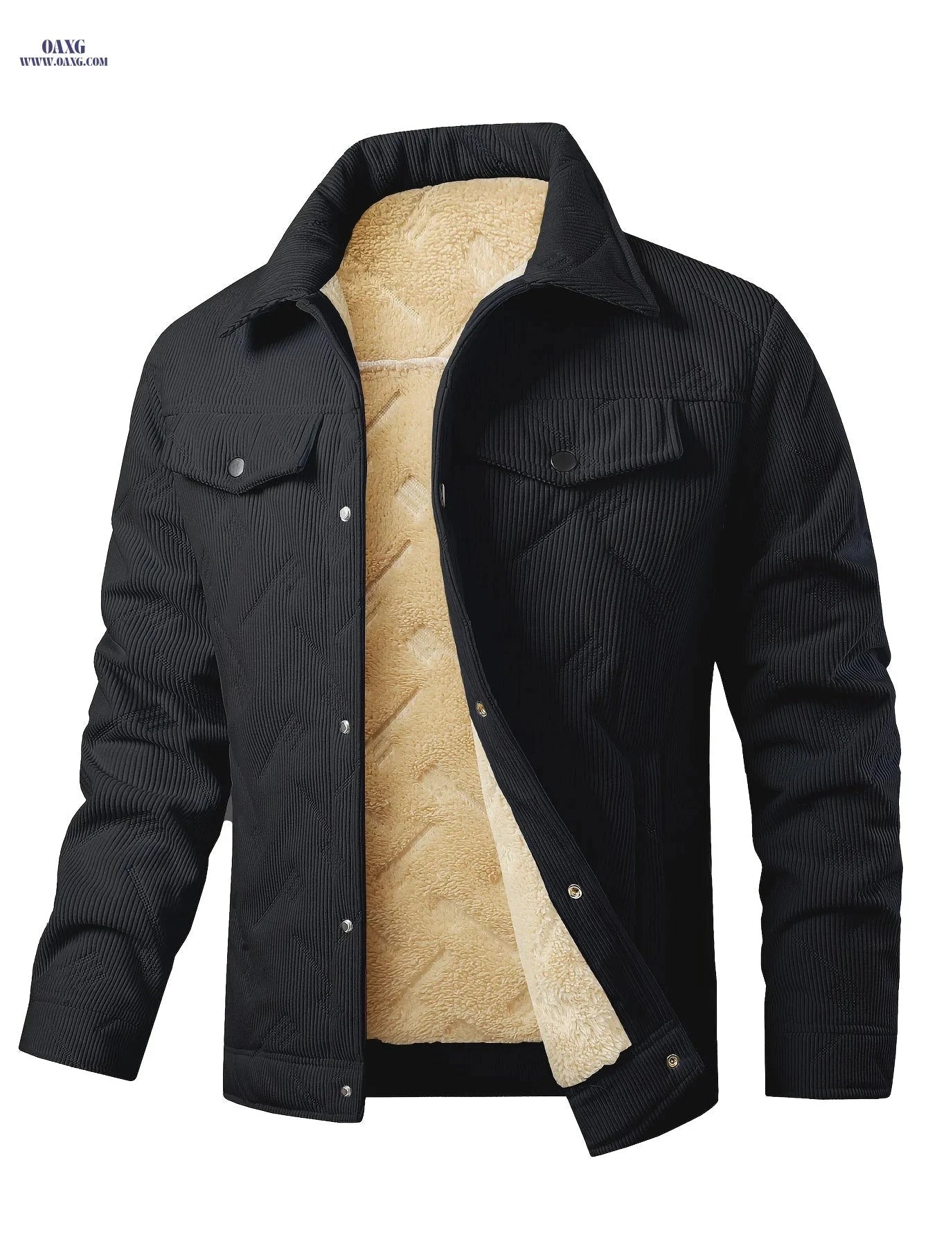 Men's Winter Corduroy Padded Coat - Vintage Style, Double Pockets   OAXG 