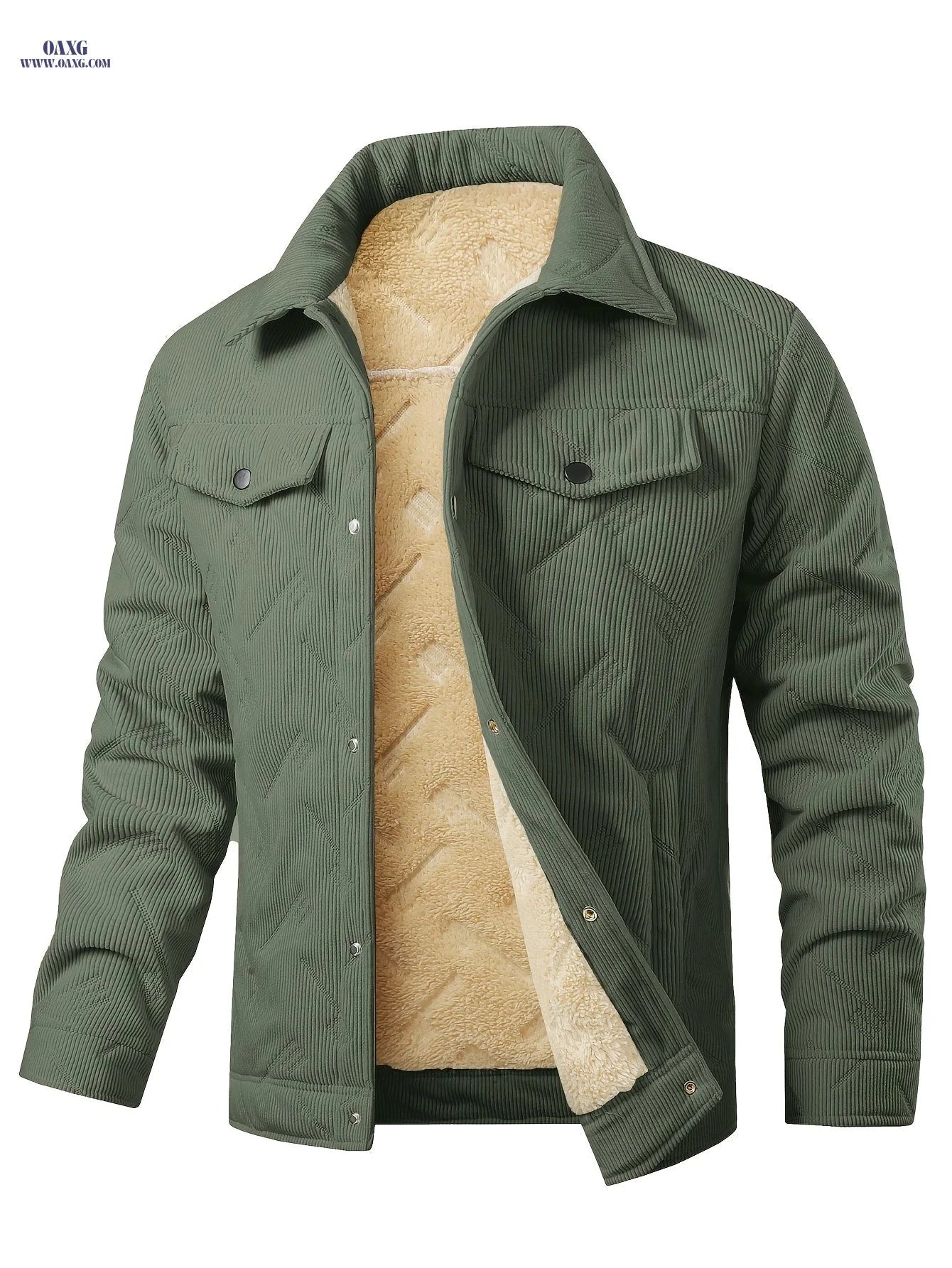 Men's Winter Corduroy Padded Coat - Vintage Style, Double Pockets   OAXG 