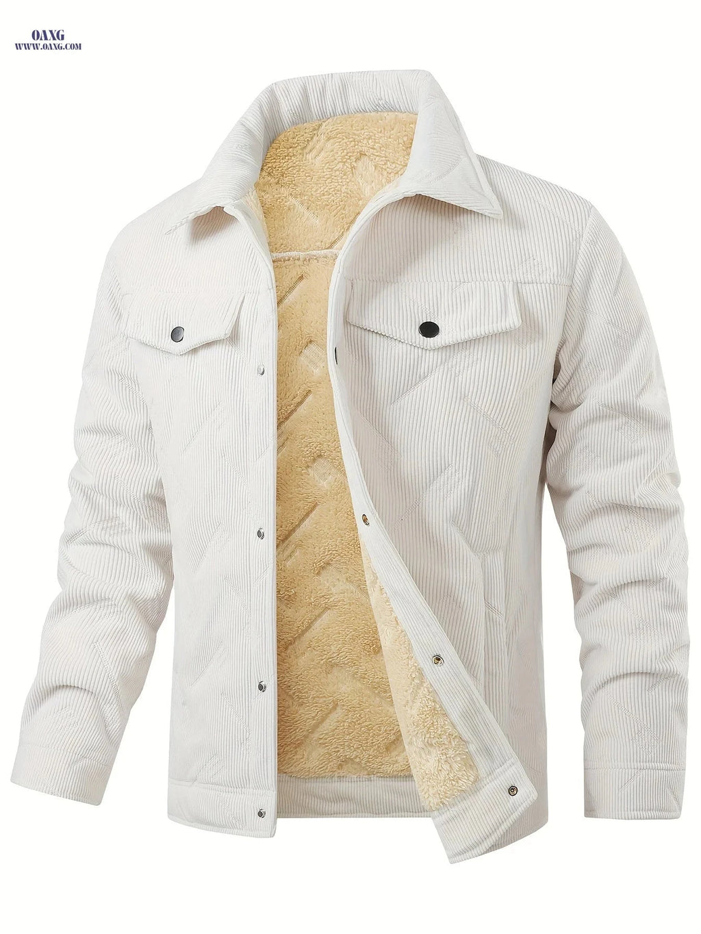 Men's Winter Corduroy Padded Coat - Vintage Style, Double Pockets   OAXG 