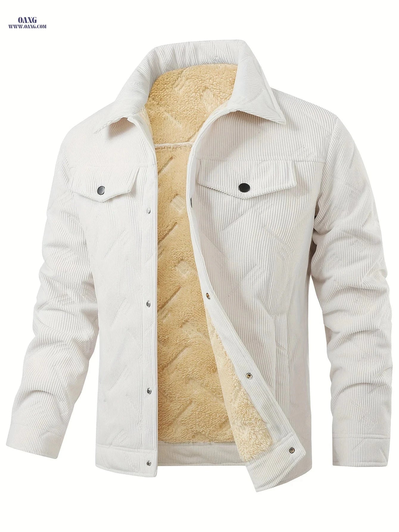 Men's Winter Corduroy Padded Coat - Vintage Style, Double Pockets   OAXG 