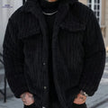 Men's Winter Flannel Jacket - Striped Design for Casual Wear   OAXG 
